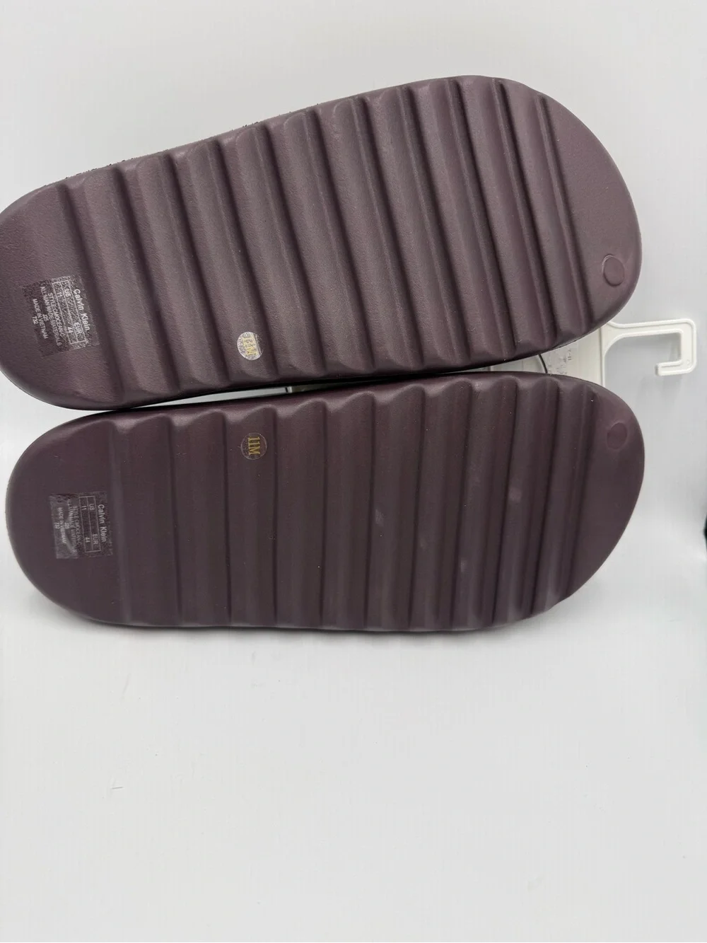 Calvin Klein Men’s Dark Plum Slide Sandals with CK Accent